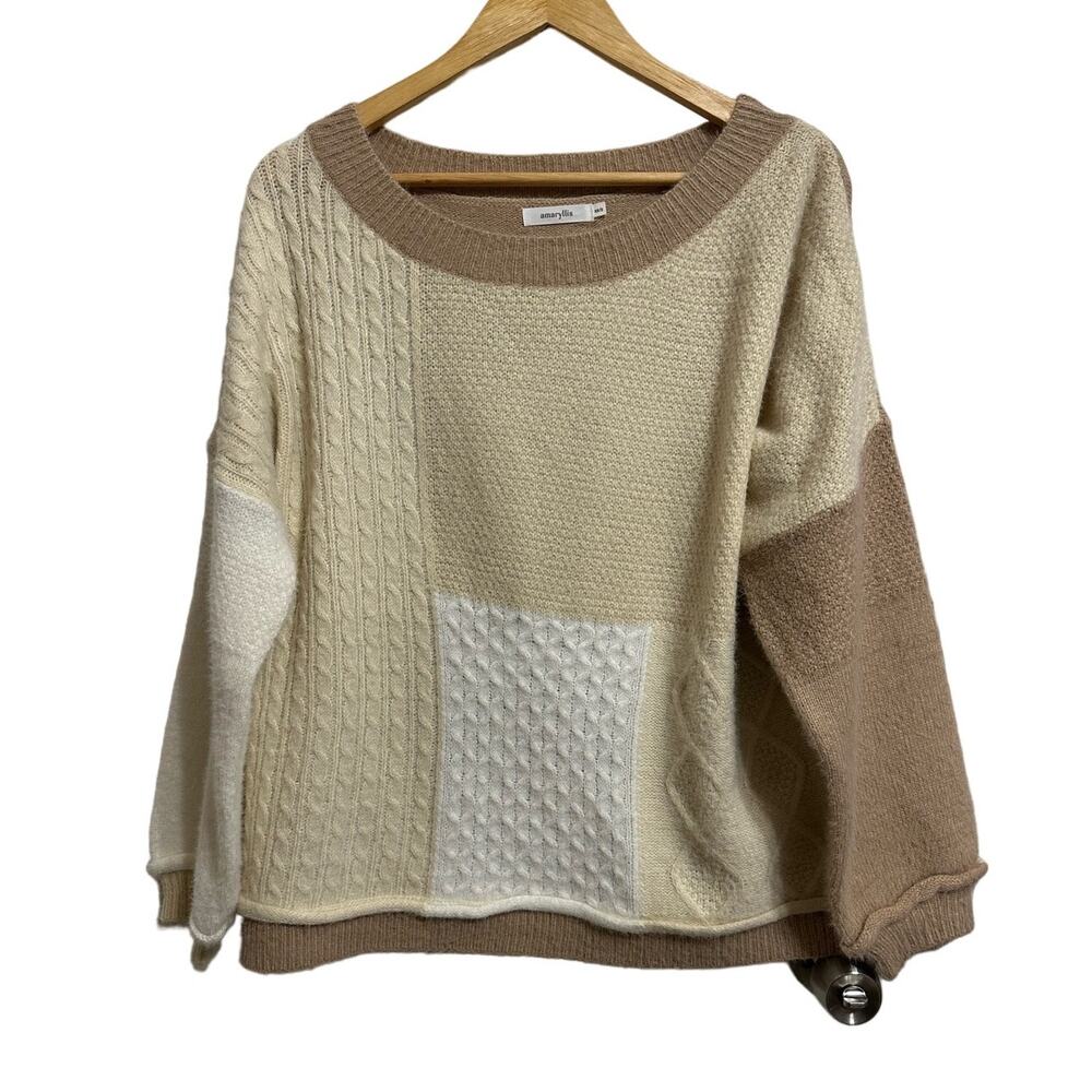 Amaryllis women's patchwork oversized‎ boat neck sweater size Xs/S